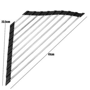 2Pcs Triangle Roll-Up Dish Drying Rack for Sink Corner - Dish and Chopstick Drainer - Foldable Stainless Steel Sponge Rag Shelf - Kitchen Drainer Organizer Holder