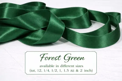 Sold Per CUT of 5 or 10 Yards | FOREST GREEN Satin Ribbons Double Edge (SOLD PER SIZE AND CUT YARDS)