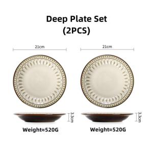 Omk Mỹ Retro Relief Craft gốm đĩa ăn tối set món tráng miệng