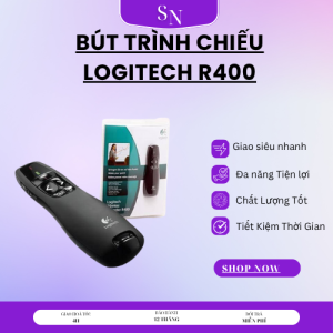 Bút trình chiếu Logitech R400 - Bút trình chiếu Logitech R400 Laser | Chính Hãng Bút Trình Chiếu Logitech R400 Bút Thuyết Trình Bút Laser Trình Chiếu Slide Powerpoint Word Excel Bảo Hành 12 Tháng Chính Hãng Suno Top