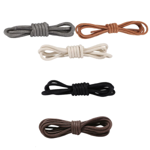 2 Pair Waxed Cotton Boot Laces Water Resistant Round Shoe Lace for Hiking Boot Dress Shoe Outdoor Footwear Accessories