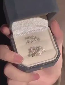 COD a Prancis Vintage Iris Membuka Cincin Desain Ceruk Cincin Mewah Mewah Cahaya Mewah Wanita-Le