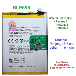 Baterai Realme 3 / RMX1825 / RMX1821 BLP693 Batre Original Batrai