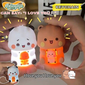 Aoduoyaya Bubu and Dudu Keychain Panda Bear Say I Love You Voice Toy Backpack Pendants Gift For Lovers