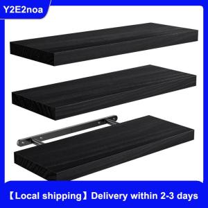 【Local shipping】 Rustic Solid Wood Floating Shelves Wall Mounted Storage for Bedroom Living Room Home Decor Space Saver