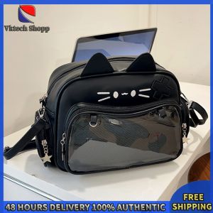 Vktech Mens PU Leather Crossbody Shoulder Bag with Adjustable Strap Practical Bag for Work and Outings