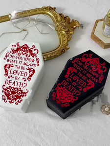 Terrifying Style Coffin Shaped Organizers With Multiple Compartments Waterproof PU Material For Travel And Home Decors