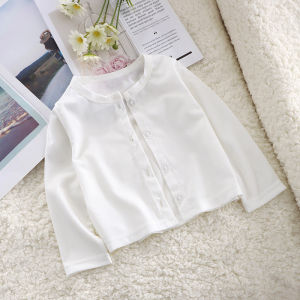 เสื้อเชิ้ตฤดูร้อน เสื้อคาร์ดิแกนสีทึบ คอกลมระบายอากาศ เสื้อเชิ้ตปรับอากาศ