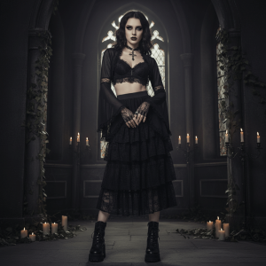MAYIT Phong cách Gothic Áo crop top ren Viền ren Cổ điển Áo crop top tay dài Y2k Cổ tròn Áo sơ mi nửa thân kiểu Victoria dành cho phụ nữ