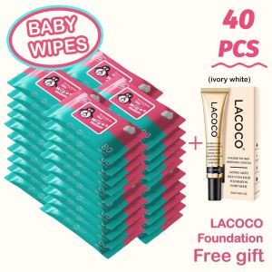 Oolong Mama Portable 120-Pack Organic Hypoallergenic Baby Wipes with Natural Color - Moisturizing Alcohol-Free with Bonus Lacoco Foundation