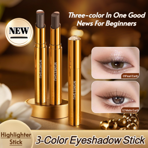 Gold Diamond Three-Color Gradient Eyeshadow Stick Three-color Eye Shadow Stick Gradient Color One-touch Fine Flash Highlight Lazy Eye Shadow Not Easy To Fade