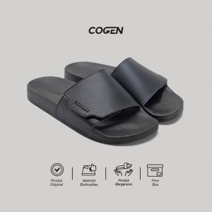 Cogen Sandal Pria Slip On Casual Slop Slide OPAL Series Black Hitam - Void