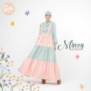 DRESS MINZY BY GIOK BAHAN SHAKILA PRINTING GAMIS PREMIUM BUSUI MURAH CANTIKNYAMAN MODIS