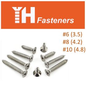 (10 pcs) #6(3.5 mm) #8(4.2 mm) #10(4.8mm) CSK Flat Head Self Tapping Screw DIN 7982 (ISO 7050) Stainless Steel AISI 304 (A2)