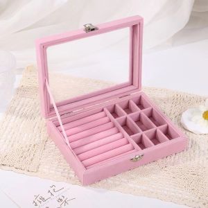 Fashion Velvet Necklace Jewelry Box Bracelet Showcase Storage Organizer Stackable
