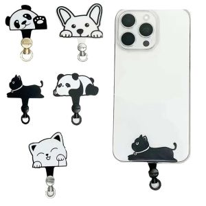 FPASDFC Cartoon Panda Phone Tether Tab Safety Connecter 360 Rotatable Cellphone Lanyard Patch Replacement Metal Ring Mobile Phone Gasket Hanging Rope
