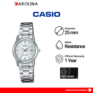 Jam Tangan Wanita Casio General LTP-V002D-7A Silver Dial Stainless Steel Strap