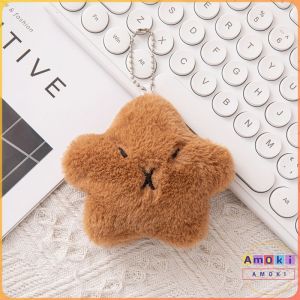 Amoki【Ready in Stock】 Capybara Plush Doll Star Squeak Toy Cartoon Star Keychain Pendant Soft Siamese Cat Stuffed Doll 1Pc