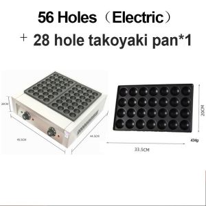 ArcticBreeze Commercial Electric Takoyaki Maker – Double Pan 56 Holes Octopus Ball With Gas Fish Ball Stove Snack Machine Cooking Equipment