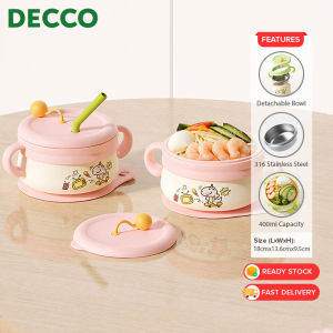 DECCO Baby Food Bowl With Water Filled Insulated Stainless Steel Bowl For Baby Infant Food Double Layer Reinforced Seal Bowl Mangkuk Makanan Bayi Berpenebat Air - Fulfilled by DECCO SHOP