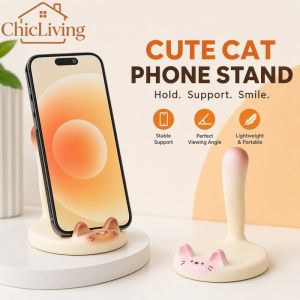 ChicLiving Cute Cat Tail Phone Stand Stable Secure Hold Compact Portable Desk Office Home Travel