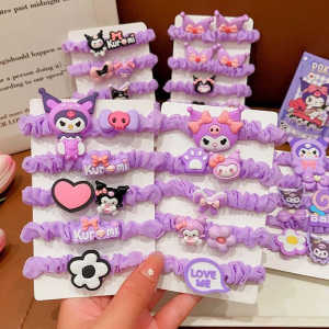Kuromi 5Pcs/Set Y2k Fashion Girls Elastic Hair Ring Headband Jewelry Accessories