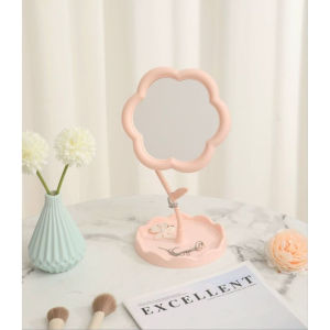 FR-K181 Cermin Aesthetic Bunga Standing Mirror Meja Rias | Cermin Hias Putar 360° Dekorasi Kaca Makeup Cantik