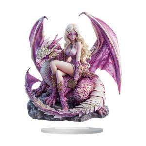 2D Flat Dragon and Beauty Woman Acrylic Sculpture Handcrafted Decoration Ornament For Nursery Office Shelf Display