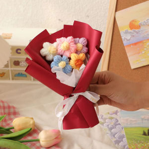 [SG] 🎁 💐Elegant Knitted Flower Bouquet Puff Flower Yarn Flower Girlfriend Premium Gift BDay