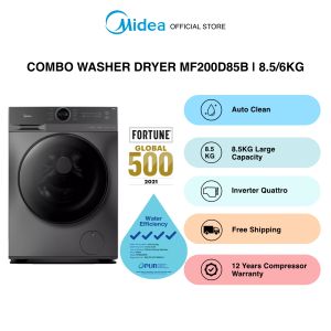 Midea MF200D85B Dark Grey Washer-Dryer Combo 8.5kg Water Efficiency 4 Ticks