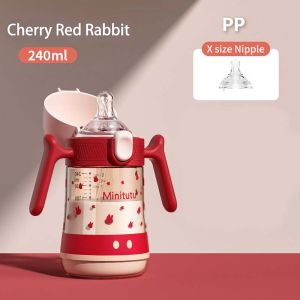 MInitutu Botol Susu Thermosensitive PP/PPSU 3 IN 1 Dengan Sedotan Dan tutup Botol Anti Jatuh Anti Kembung Berkaliber Lebar Yang Cocok Untuk Bayi Usia 9+Bulan