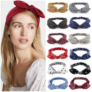 FUDESHE Womens Fashion Solid Colors Elastic Turban Bowknot Headband Headwrap Rabbit Ears Hairband