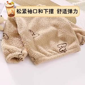 New Kids Autumn Winter Thicken Warm Fleece Pajamas Cute Cartoon Bowknot Casual Clothing Sets Baby Boys Girls Homewear Pyjamas2026