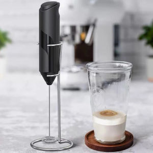 Electric Milk Mixer Black Frother with Quick 15-Second Frothing Durable for Coffee Smoothie Latte