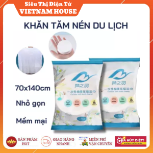 🔴XẢ KHO || Khăn Tắm Nén Du Lịch Bằng Cotton Dùng Một Lần Loại Đại 70*140 Cm Siêu Tiện.