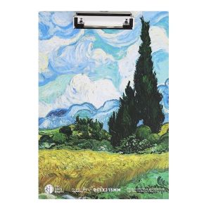 MMLUCK Với kẹp Vàng cấu hình thấp Bìa hồ sơ A4 Tranh sơn dầu Van Gogh Bảng viết Sắp xếp giấy Bền Máy tính bảng viết Kẹp bảng hồ sơ Đồ dùng văn phòng trường học