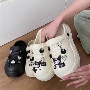 [Free Shipping] Cartoon Dog Lightweight Lazy Beach Shoes Eva Fashion Non-Slip Eva Thick-Soled Clogs For Women To Wear Outside In Summer