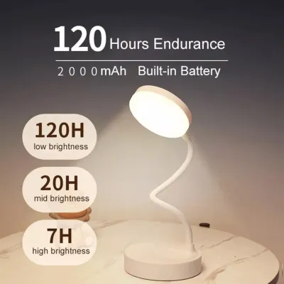 LED Desk Light Flexible Reading Lamp Rechargeable Table Lamp Eye Protection Bedside Light Book Light