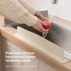 Silicone Sink Splash Guard with Suction Cup Sink Backsplash Dish Washing Baffle Board for Kitchen Countertop Partition