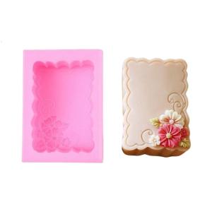 Flower Embossed Retangular Silicone Soap Mould for Epoxy Resin Camdle Soap Making Art Craft Silicone Molds