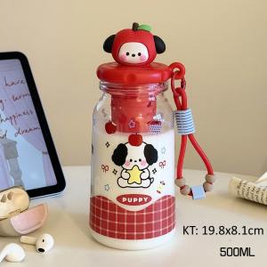 Bình Nước 500ML Hoạt Hình Dễ Thương Có Lõi Lọc Trà Kèm Dây Đeo LILA BNDAUPO78