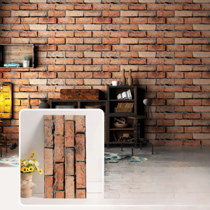 PERPE Brick Design 3D Wall Sticker Waterproof Self-adhesive Wall Background Decorative Moisture-proof Wall Tile Sticker Living Room