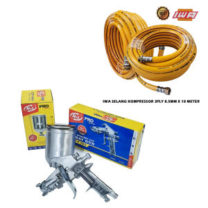 PAKET MURAH Alat Semprot Cat Angin Spray Gun Spet F75 Tabung Atas Dan Selang Recoil Selang Kompresor Untuk Spet Cat Spray Gun