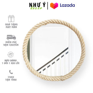 Gương Tròn Treo Tường Viền Dây Thừng - Gương Tròn Decor Nhà Hàng Khách Sạn - Gương Tròn Trang Điểm