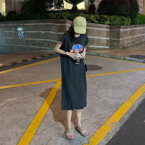 Dress Panjang Santai DSP-4132 Santai T-shirt Panjang Korea Student Style Melar Mimon Home