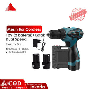 12V Baterai Mesin bor cordless/Elektrik Drill/ bor listrik/beton besi kayu full set pilihan Bor tanpa kabel / Mesin Bor Baterai Cordless 10mm Dual Speed Bor Listrik Electric drill Charger