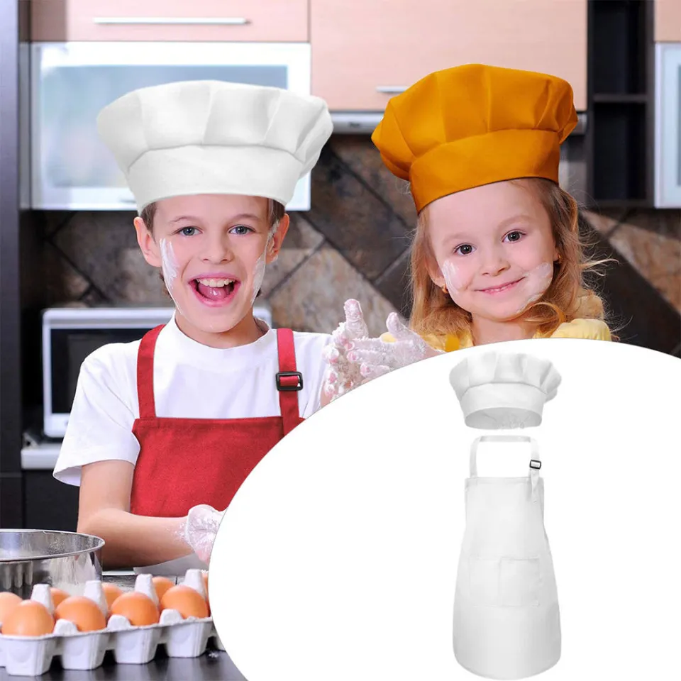 Chef Uniform Kitchen Apron And Cap Dolity Kids Apron Chef Hat Set