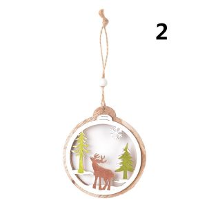YESHE Party Decor Santa Claus Gift Christmas Tree Pendant Snowman Snowflake Elk Wood Hanging Xmas Ornament