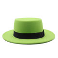 Fashionable Woolen Bowler Hat Men's and Women's Flat Top Flat Brim Gentlemen's Hat Jazz Hat. 