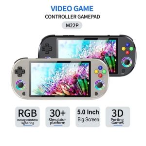 M22P Retro Game Console 64GB 5.0 Inch IPS Display RGB LED Joystick with Controller